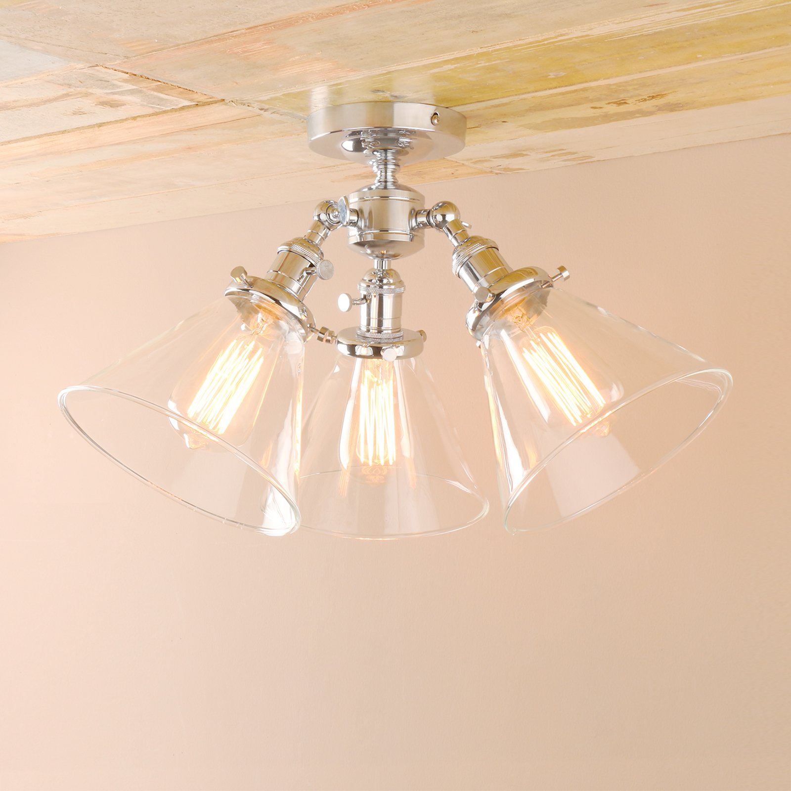 Buy Pathson Industrial Vintage Glass Lampshade 3 Lights Fittings