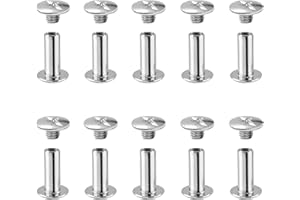 Uenhoy 30 Set Phillips Head Chicago Screws M5 x 12mm Binding Screw Posts 1/2 Inch Leather Nail Rivets Chicago Button for DIY 