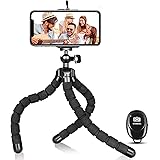 Phone Tripod, Portable Flexible Tripod Adjustable Cell Phone Tripod with Wireless Remote Mini Tripod Stand for iPhone 12 11 P