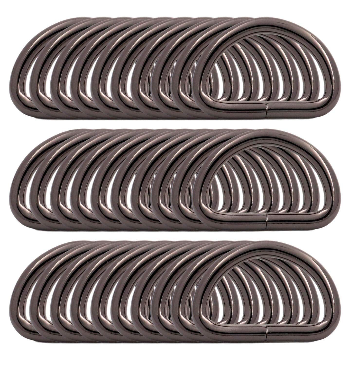 BIKICOCO Metal D-Rings Buckle, 1 Inch Non-Welded for Webbing Sewing DIY - Gunmetal - Pack of 30