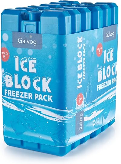 Galvog Ice Packs 200mlx6 Freezer Blocks for Cool Boxes Lunch Bags