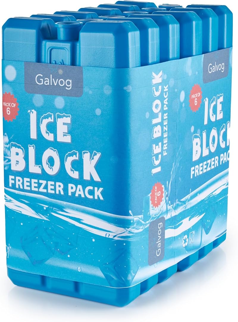 Galvog Ice Packs 200mlx6 Freezer Blocks for Cool Boxes Lunch Bags