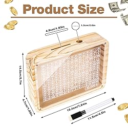 Homgaty Wooden Money Box Money Bank, Clear