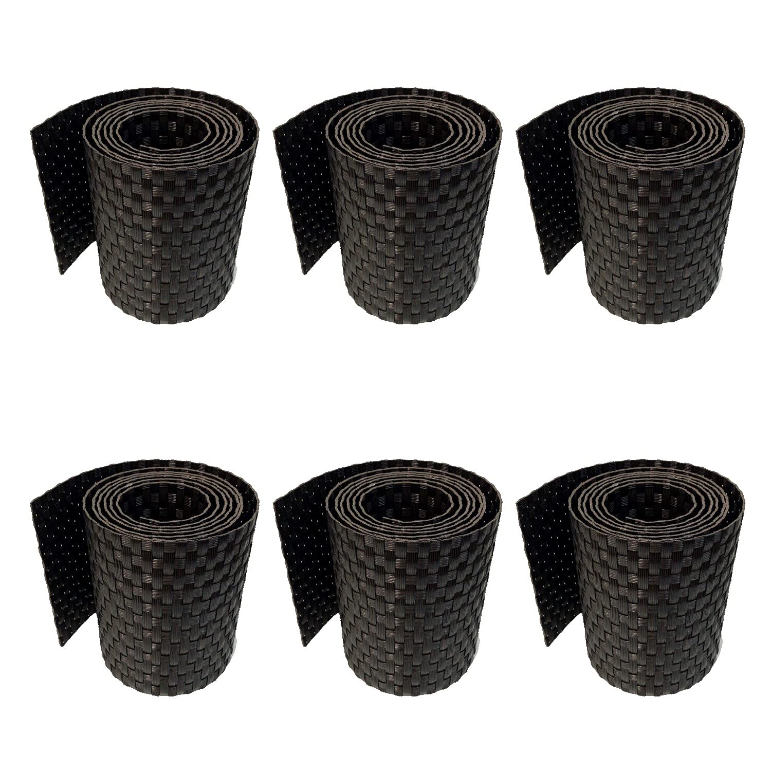 workingHOUSE Polyrattan Privacy Screen Strips for Double Bar Mesh - Weatherproof Strips for Fence, Balcony and Terrace 255cm Length x 19cm Height (6 x Dark Brown)