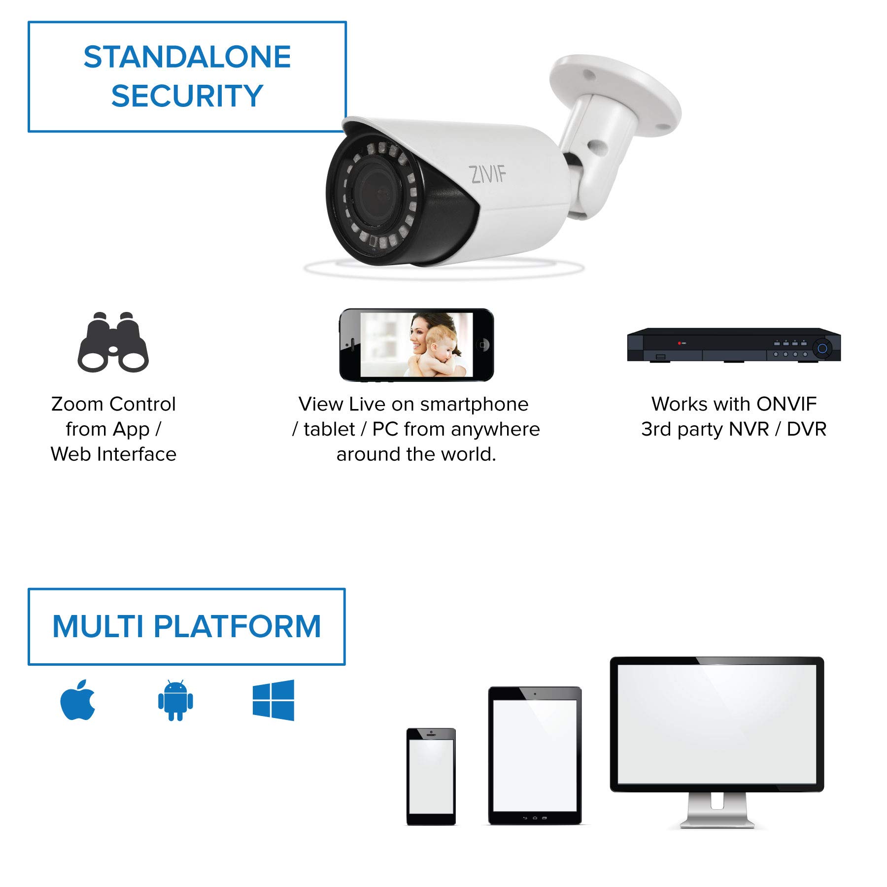 Zivif PoE Camera 4X Motorized Zoom - 1080P Bullet Outdoor Indoor IP Security Camera with Motion Detection & Night Vision