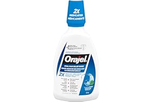 Orajel Antiseptic Oral Pain Rinse – Formulated for Mouth Sores, Cleanses Hard-to-Reach Areas, Dual-Medicated with Hydrogen Pe