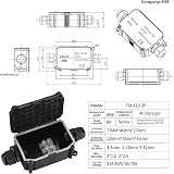 HAOCHEN IP66 Waterproof Junction Box 4P 2-Way Outdoor Cable Connector Black view 2