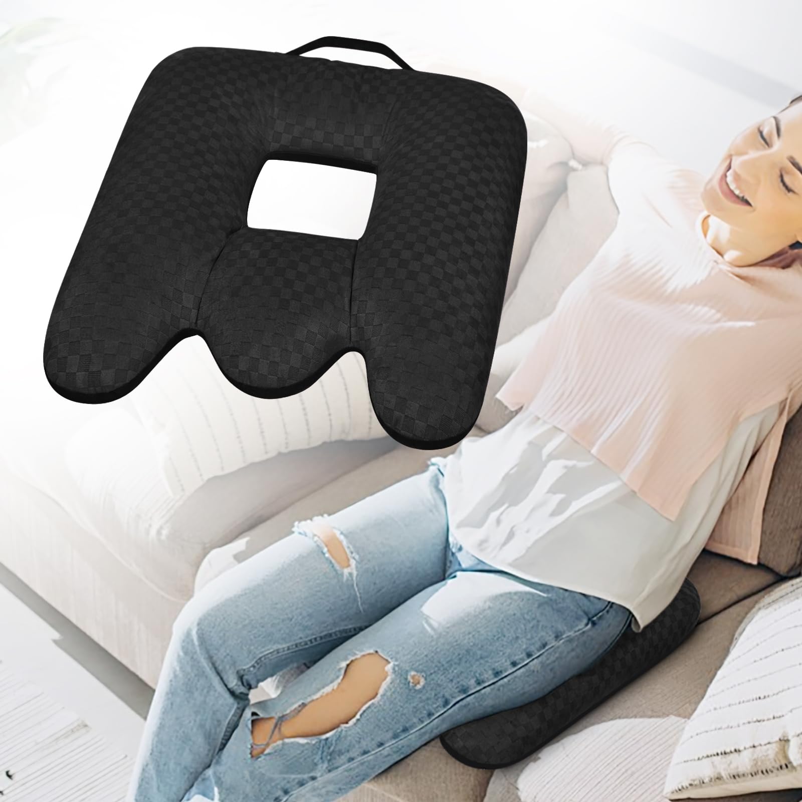 Photo 1 of Tailbone Pain Relief Cushion - Orthopedic Coccyx Pillow for Bed Sores, Hemorrhoids & Recovery | Breathable Seat Pad for Office Chair, Car & Wheelchair (Balck)