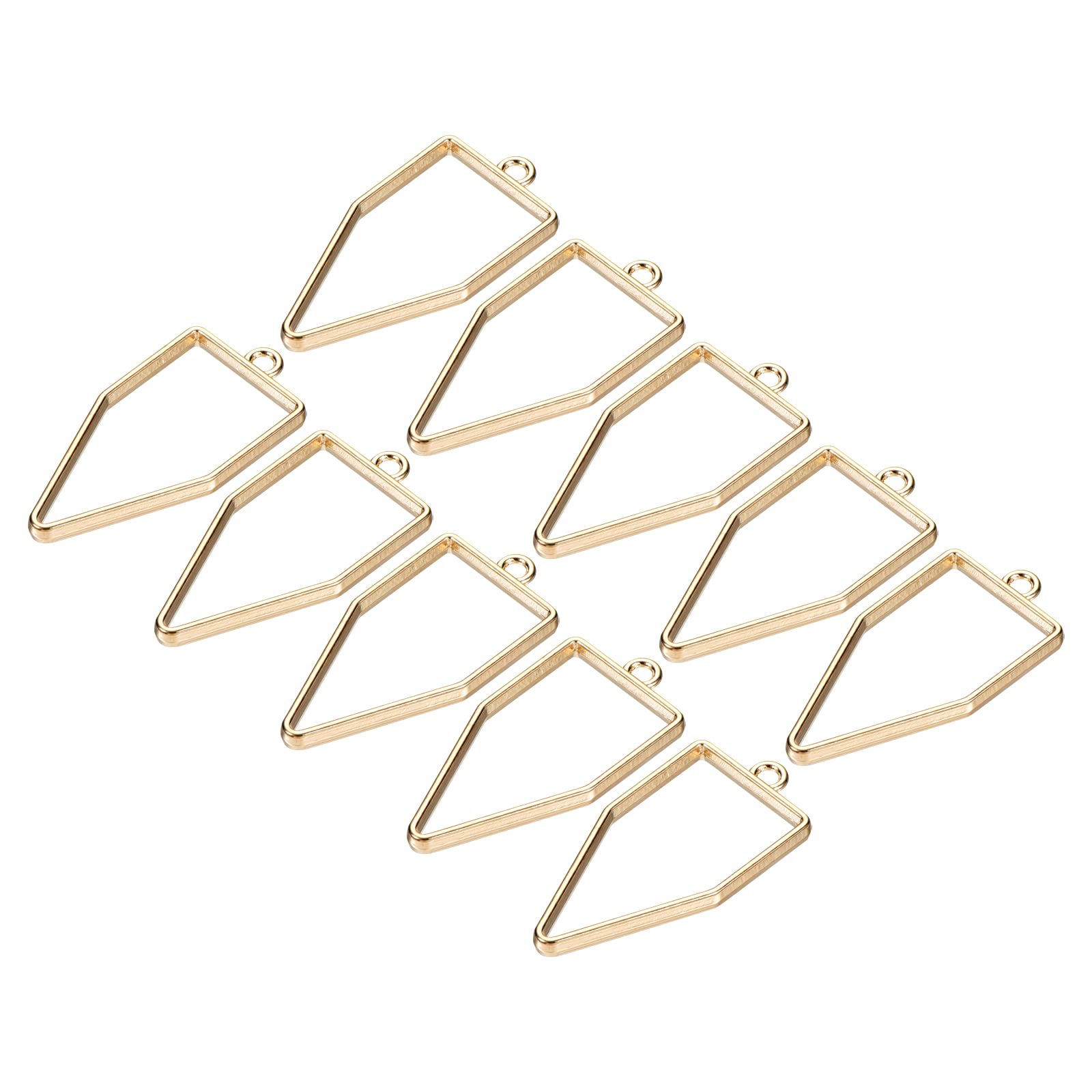M METERXITY 10 Pack Open Bezels for Resin - Hollow Frames Alloy Polygon Shape, Apply to DIY Crafts Pendants Pressed Flowers (Gold Tone)