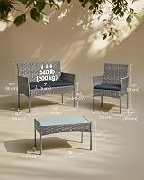 SONGMICS Garden Furniture Set Outdoor PE Rattan Conversation Grey view 7