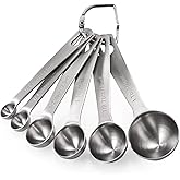 Measuring Spoons: U-Taste 18/8 Stainless Steel Measuring Spoons Set of 6 Piece: 1/8 tsp, 1/4 tsp, 1/2 tsp, 1 tsp, 1/2 tbsp & 