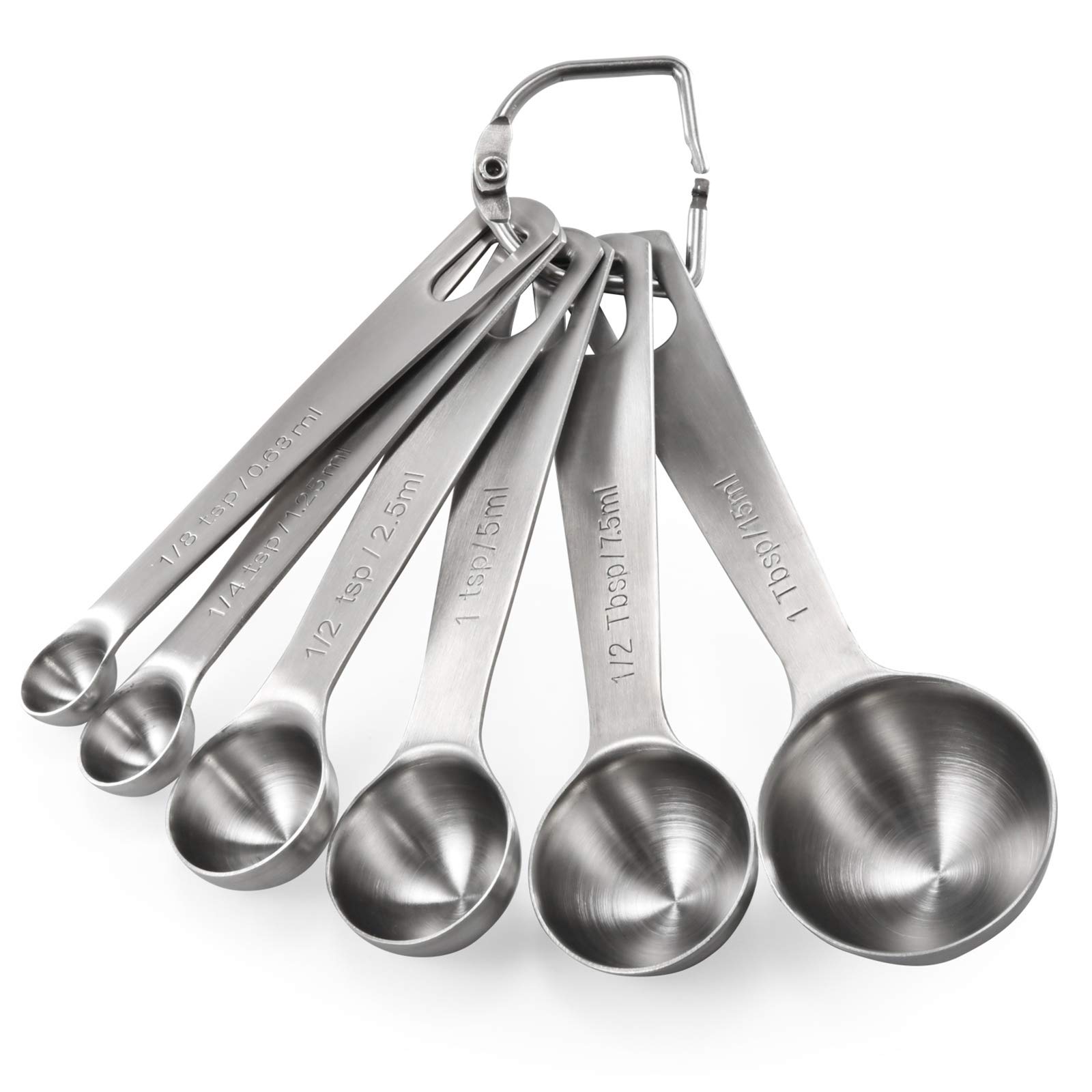 U-Taste 18/8 Stainless Steel Measuring Spoons Set of 6, (1/8 TSP, 1/4 TSP, 1/2 TSP, 1 TSP, 1/2 tbsp & 1 tbsp) for Dry and Liquid Ingredients