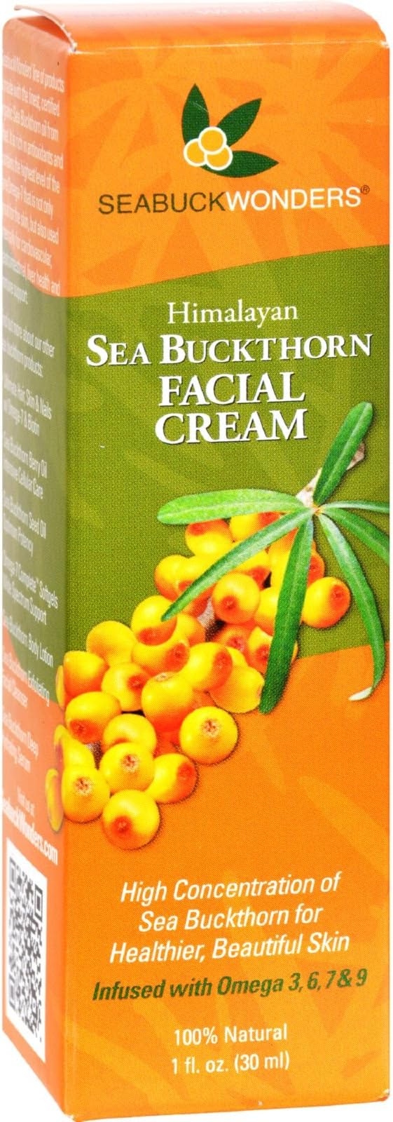 Seabuck Wonders Sea Buckthorn Facial Cream - Gluten Free - Vegan - Non GMO - 1 oz (Pack of 2)