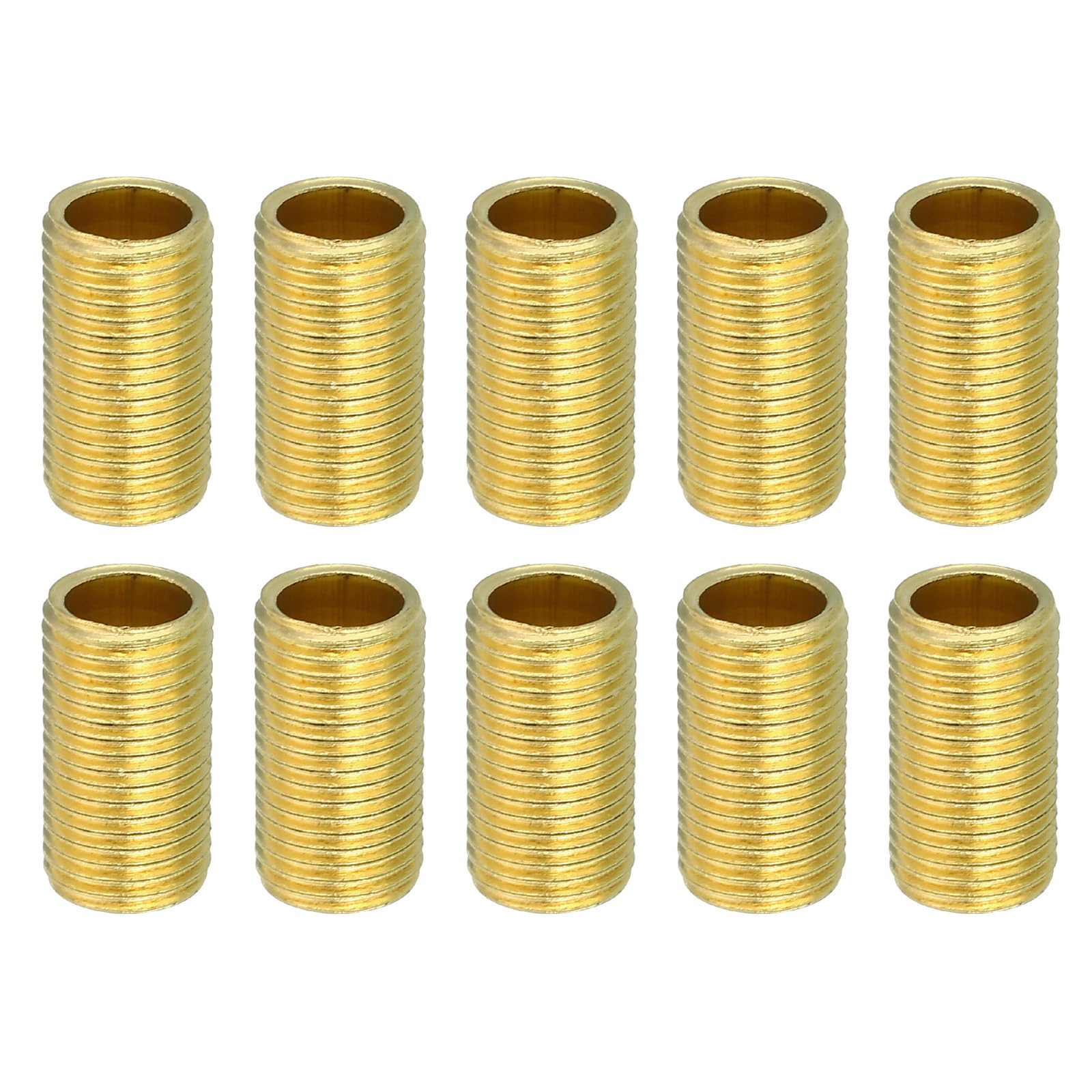 PATIKIL M10 Fine Thread Lamp Pipe, 10 Pack 15mm Threaded Hollow Tube Adapter Brass Coupler Connector Pipe Fitting — image 1