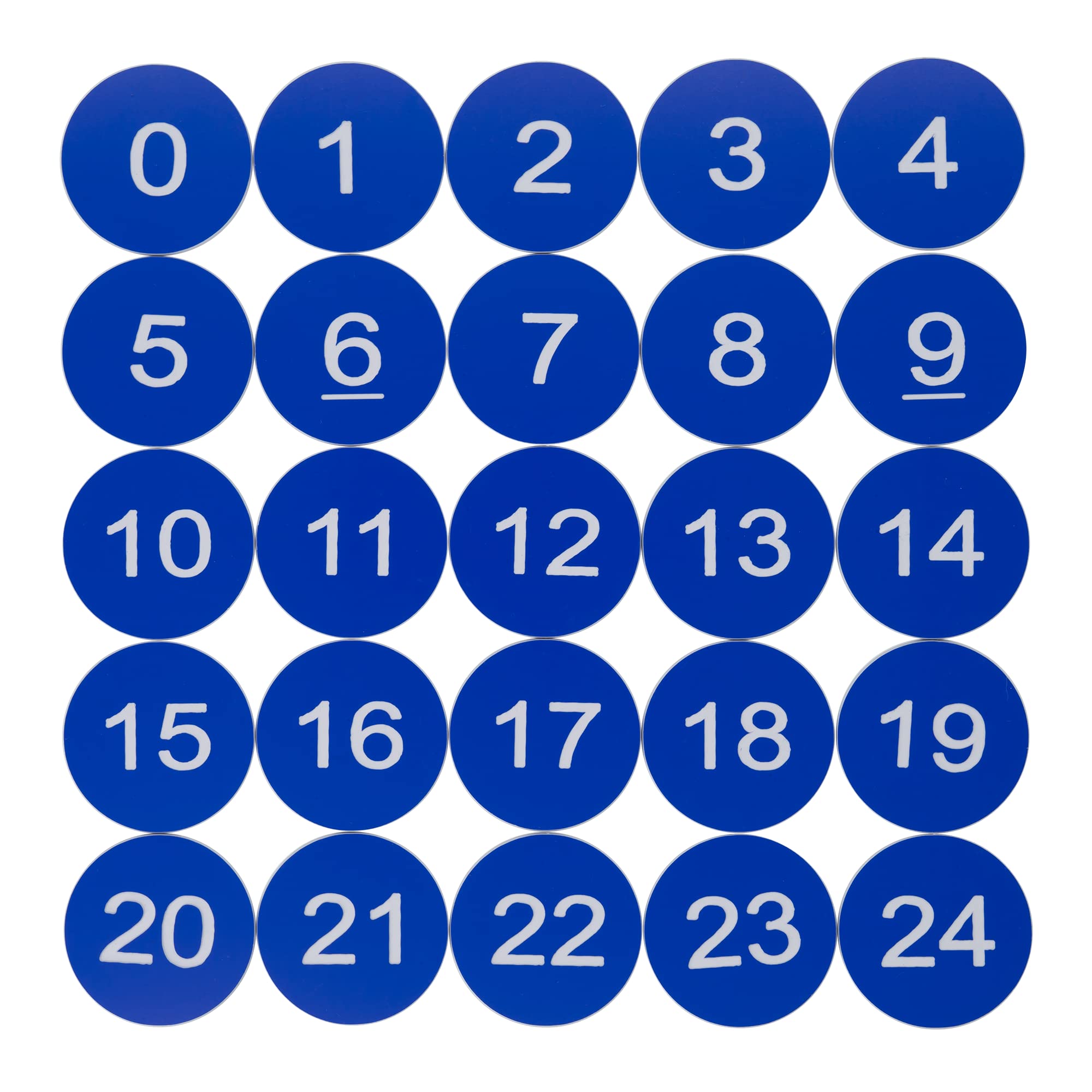 Plastic Numbered Discs Number Tags Engraved Numbered Tags Without Hole Round (0-100, Blue)
