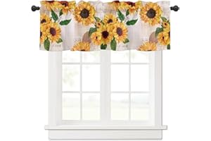 DEBRALEYE Sunflower Valances for Window, Retro Flower Curtains Valance for Kitchen, 3" Rod Pocket Rustic Newspaper Clipping Floral Windows Treatment for Farmhouse Living Room Bedroom, 54 x 18 inch, 1 Panel