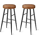 VASAGLE Echo Collection Bar Stools Set of 2, Kitchen Counter Stools, Dining Chairs, Synthetic Leather with Stitching, 30-Inch