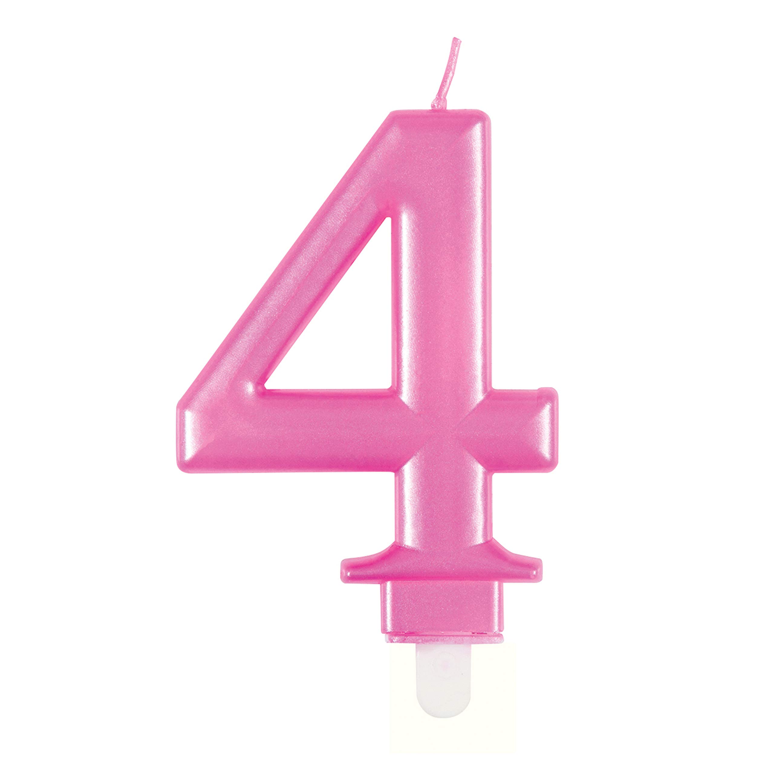Dazzling Metallic Pink Number 4 Birthday Candle - Perfect Cake Topper for Unforgettable Milestones - 1 Pc
