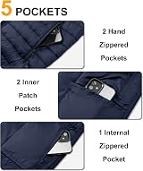 33,000ft Men's Lightweight Gilet Packable Quilted Vest Dark Blue L view 5