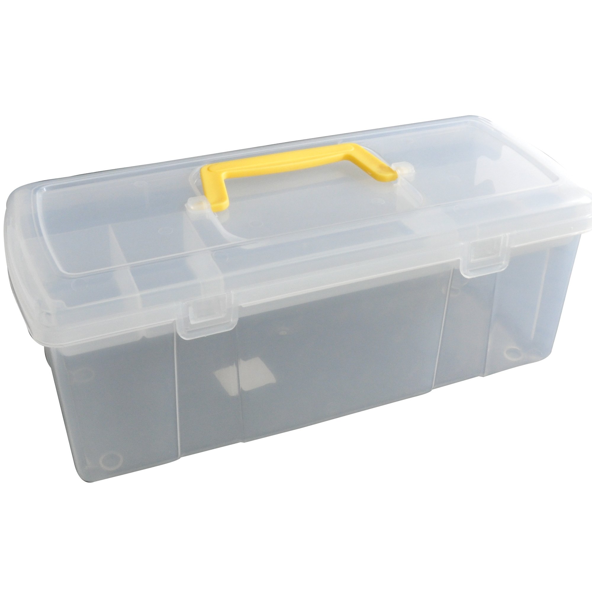 Whitefurze Utility Box with Yellow Handle, Natural, 5 Litre