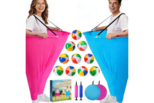 17 PCS Granny Pants Yard Game Easter Games Set, 2 Oversized Granny Pants Outdoor Games 10 Balls, 2 Air Pumps, Outdoor Tossing