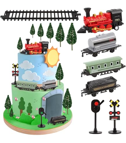 Train Happy Birthday Cake Topper Decorations With Multicolored Train For Birthday Theme Party Decor Supplies