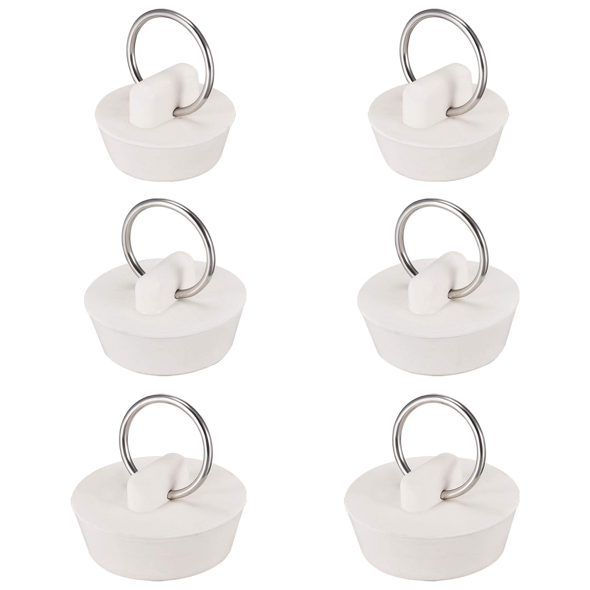 sourcing map Drain Stopper, 3 Sizes Rubber Sink Stopper Plug 23mm/26.5mm/29mm with Hanging Ring for Bathtub Kitchen and Bathroom 1Set (6 Pieces)