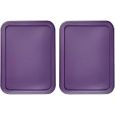 Replacement Lids fits Pyrex 6-Cup Glass Food Storage Container Bowls, (8.75 x 6.75-Inch) Plastic Rectangle Lids Covers for Pyrex 7211-PC, Airtight &amp; Leakproof (2-Pack, Purple)