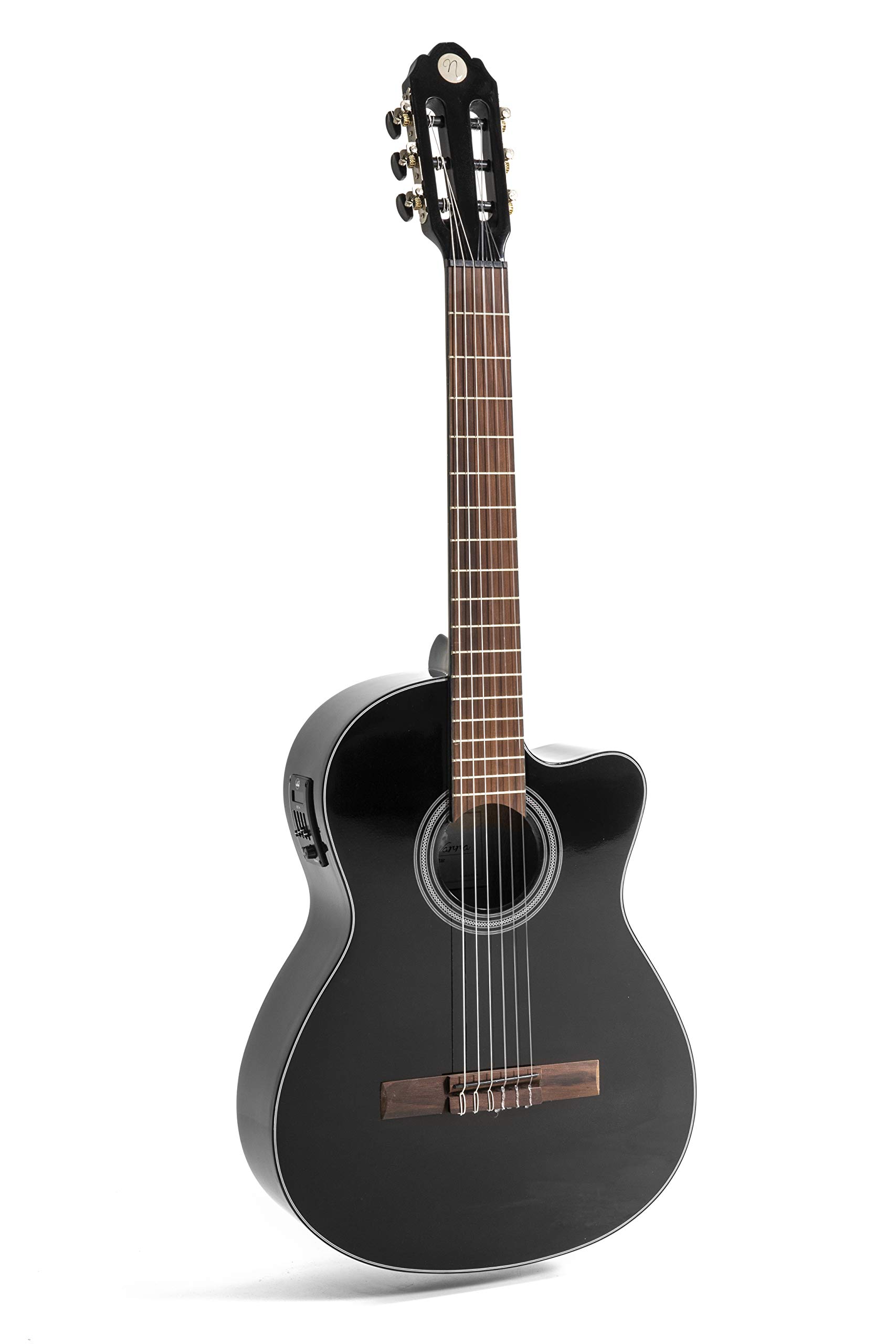 Juan Miguel Navarrez electro concert guitar, classical guitar electro special dark moon - black, with cutaway