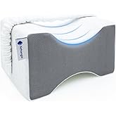 Kehangte Knee Pillow for Side Sleepers,Knee Pillow,Leg Pillow for Side Sleeping,Hip Pain and Smooth Spine Alignment Pillows,Memory Foam Ergonomic and with Cover and Removable Straps,White/Gray