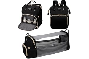 Veraste Diaper Bag Backpack, Baby Bags for Baby Boys, 2 in 1 Diaper Bag with Changing Station, Large Capacity Waterproof Travel Diaper Bag, Baby Bag for Mom, Black