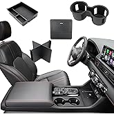 ELECFRESH Center Console Organizer for 2023-2026 Honda Pilot Accessories | 4PCS Tray Set for Ridgeline&amp;Passport 2024-2026, Includes Armrest Storage Box &amp; Divider, Hidden Storage Box and Cup Holder