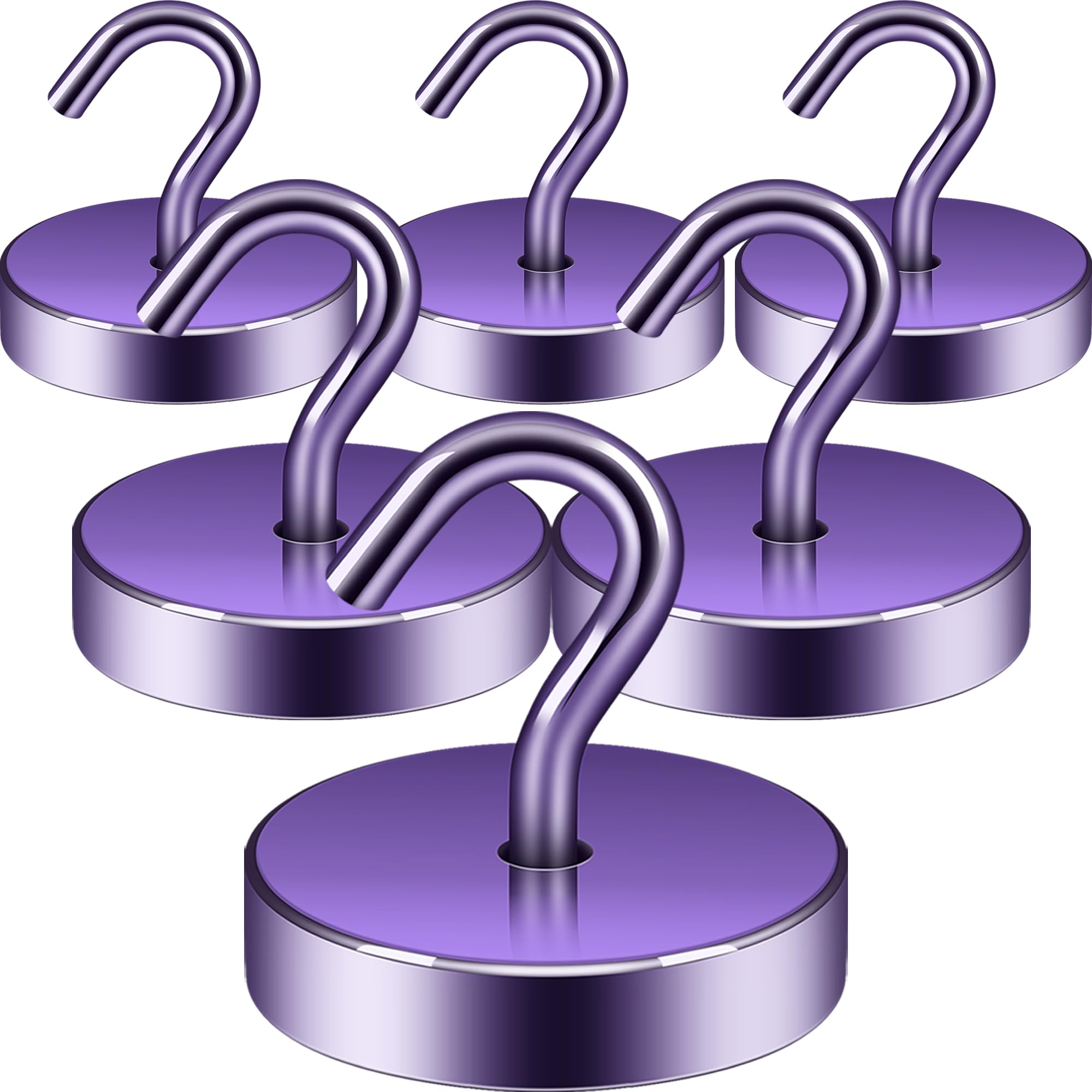 Neosmuk Magnetic Hooks, Cruise Ship Essentials, 100lb+ Heavy Duty Magnetic Hooks for Cruise Cabins, Refrigerator, Grill, Hanging, and Travel | Extra Strong Must-Haves Magnet Hook,Purple,Pack of 6