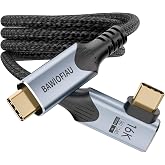 BAWIOFIAU 80gbps USB c Data Cable Compatible with Thunderbolt 5 Cable Right Angle 6.6FT 240W, 90 Degree USB C Cord, 8K/16k 120HZ/60Hz usbc Monitor for Thunderbolt 4,Type c to Type c