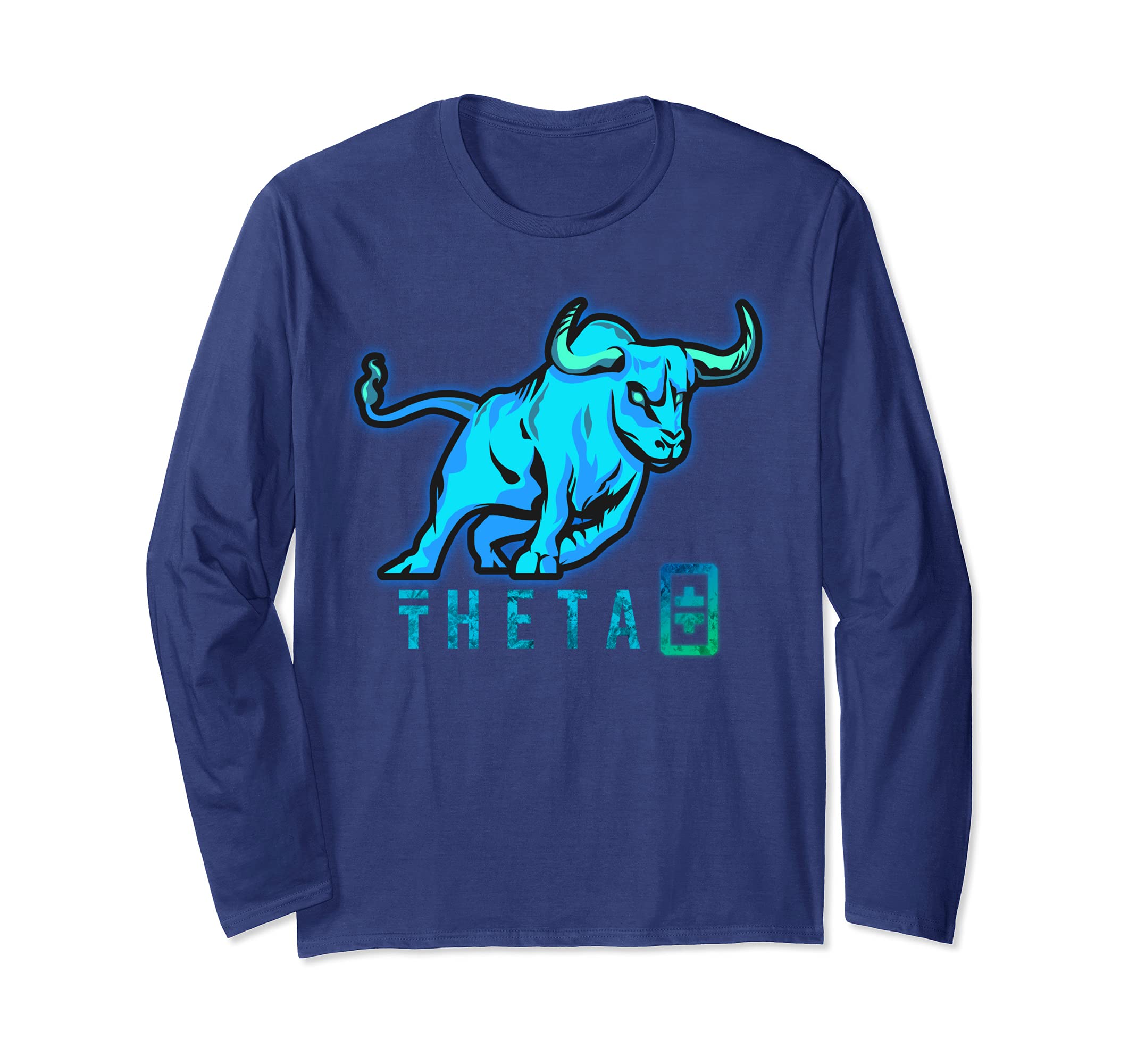 Theta Bullrun Shirt, THETA Crypto Coin Bull Blockchain Long Sleeve T-Shirt