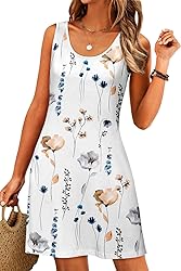 LUXVEER Womens Floral Summer Dress Casual Loose