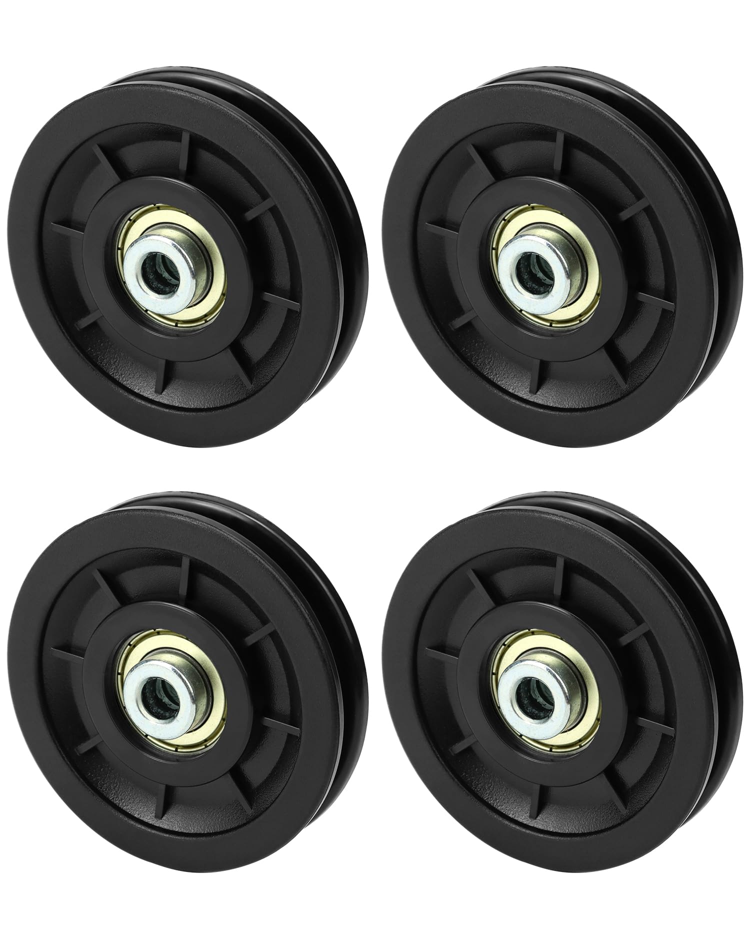 QWORK® 4 Pack 90mm Gym Pulley Wheel, High Strength Wear Resistant Bearing Pulleys for Gym Fitness Machine Wire Rope Pulley