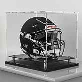 Football Helmet Display Case Full Size,Acrylic Helmet Display Case Black Acrylic Base,Self-Assembly Helmet Display Box Protec