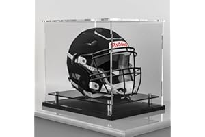 WANLIAN Football Helmet Display Case Full Size,Acrylic Helmet Display Case Black Acrylic Base,Self-Assembly Helmet Display Box Protection Holder Dustproof Sports Collectibles Storage Showcase