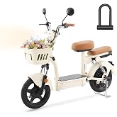 Electric Scooter with Seat, 1200W Powerful Motor, 62 Miles Long Range, 28MPH Top Speed, 14"*2.5" Vacuum Pneumatic Tires Escooter for Adults, Dual Suspension, NFC Start with Basket Scooter for Commuter