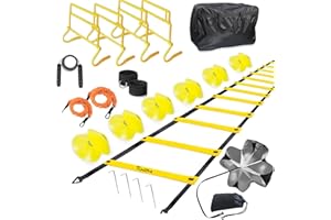 Kvittra Adjustable Speed Training Hurdles Fitness & Speed Training Equipment with Agility Ladder - Plyometric Fitness & Speed Training – Hurdle/Obstacles for Soccer, Football, Track & Field