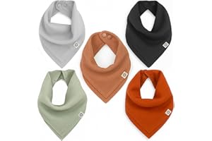 Kishu Baby Indi Organic Baby Bandana Bibs – Fairtrade 4-Way Reversible Drool Bibs for Boys & Girls – Unisex (Set of 5)