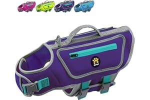 Sheripet High Buoyancy Life Jacket for Dogs, Dog Life Vest for Swimming Adjustable Reflective Dog Floating Vest, Good Visibility Dog Life Preserver with Rescue Handle for Medium Dogs (Purple, M)