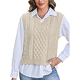 Tanst Sky Womens Sweater Vest V Neck Sleeveless Solid Casual Cable Knit Pullover Tops