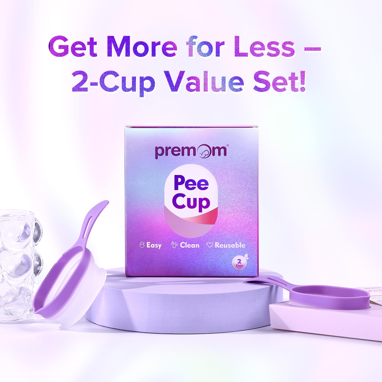 Premom 2 Urine Cups for Ovulation & Pregnancy Tests: Reusable & Collapsible Pee Cups for Home Fertility Testing | Easy to Use & Clean - Essential Kit for Women with Urine Sample Detection