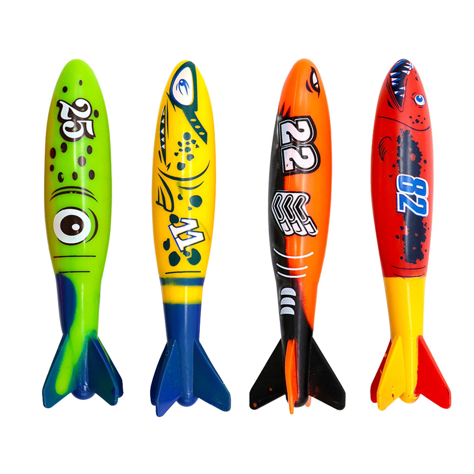 COSORO 4Pcs Diving Torpedoes Toys Swimming Pool Sinking Toy Swimming Sinkers for Kids Age 7-12,Underwater Diving Toy,Dive Torpedoes Bath Water Underwater Pool Training Toys for Girls Boys Gifts