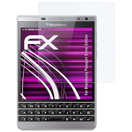 atFolix Glasfolie kompatibel mit BlackBerry Passport Silver Edition Panzerfolie, 9H Hybrid-Glass FX Schutzpanzer Folie