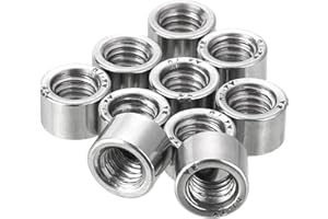 uxcell 20Pcs Round Weld Nuts, M8x8x12mm Long Weld on Bung Female Nut Threaded - 304 Stainless Steel Round Connector Nuts Slee