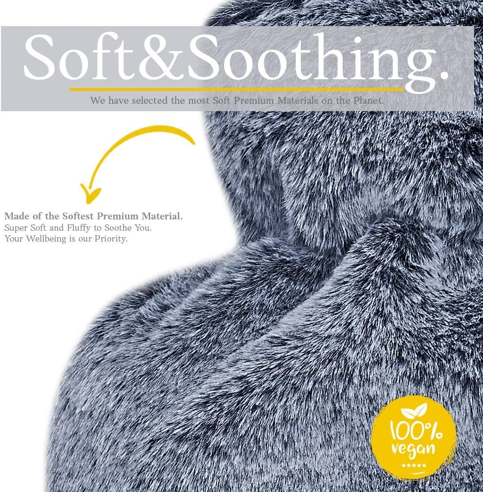 Hot Water Bottle with Soft Cover - 1.8L Large - Hot Water Bag for Pain Relief, Neck and Shoulders, Feet Warmer, Menstrual Cramps, Hot and Cold Therapy - Great Gift for Women and Girls (Dark Grey): Health & Personal Care