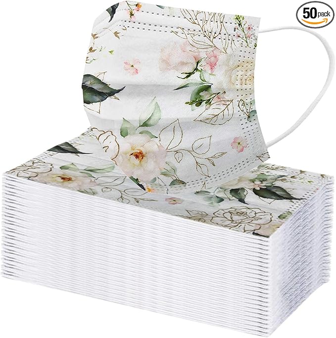 Amazon マスク 不織布 50枚 Chensen 使い捨て 不織布マスク 和風 花柄 使い捨てマスク 母の日 フェイスマスク カラーマスク おしゃれ 高級感 夏用 耳が痛くない 柄物 曇らないマスク 黒マスク 女性用 大人 超快適 人気 かわいい 高性能 風邪予防 防塵 通勤 1